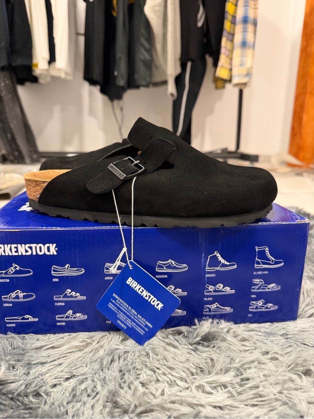 Birkenstock Black Suede Clog with Single Buckle